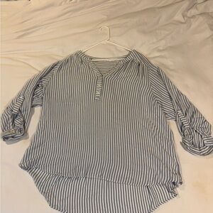 Jane and Delancey Navy and White Striped Blouse